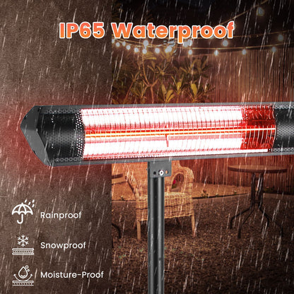 US Local 1500W Infrared Heater With Stand Electric Outdoor Patio Heater IP65 Waterproof Tripod Wall Mount With 2 Remotes 3 Heating Levels For Home Restaurant Yard Office Garage