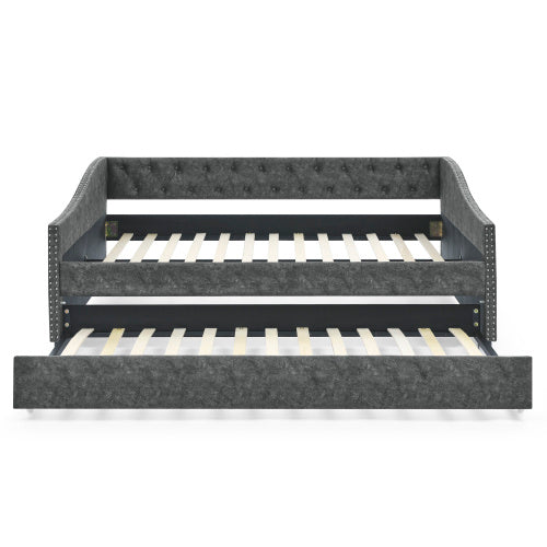 US Local The Full-size Sofa Bed Features A Double-sized Upholstered Tufted Sofa Bed On Wheels