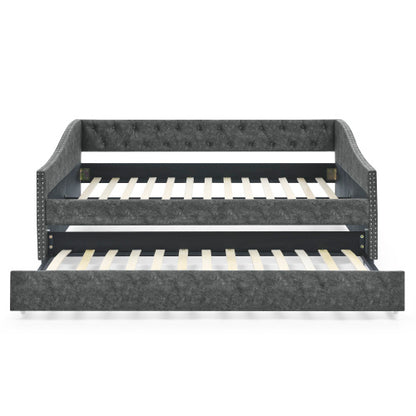 US Local The Full-size Sofa Bed Features A Double-sized Upholstered Tufted Sofa Bed On Wheels