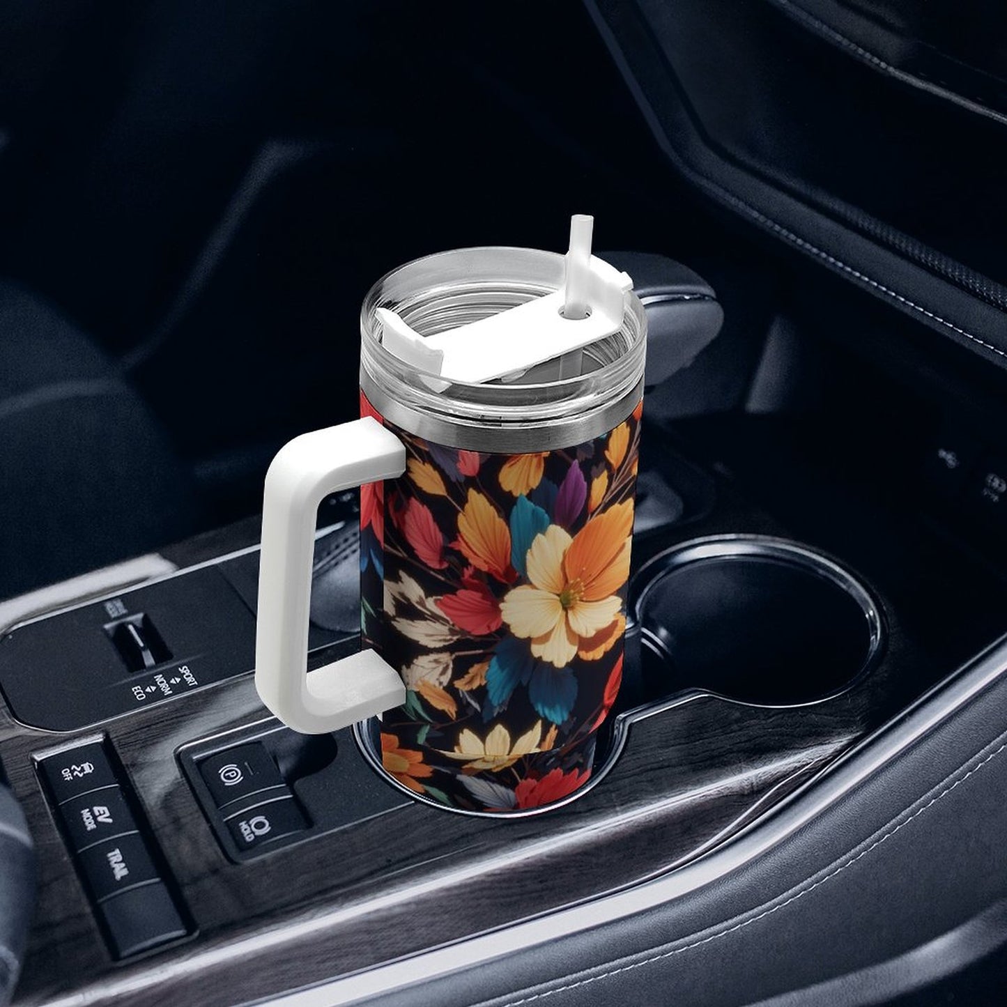 PHDT00222 POD US Local Tumbler 40 oz Large Capacity Car Cup 3D, Stereoscopic, Flower