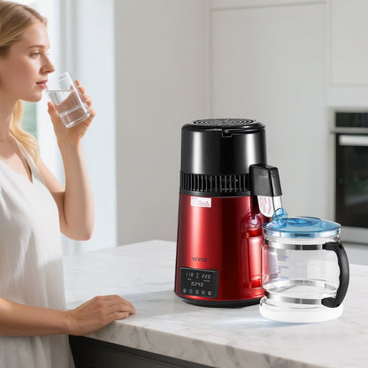 US Local 4L Water Distiller Home Countertop Purifier Machine 1750W Stainless Steel Glass