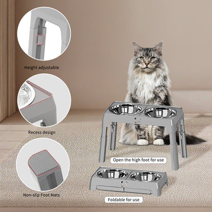 US Local Height Adjustable Stainless Steel Buttons For Dogs - Anti-Slip Feeding Station For Small And Medium Dogs - Ergonomically Designed For Healthy Eating - Easily Cleanable Dog Drinking And Feeding Space