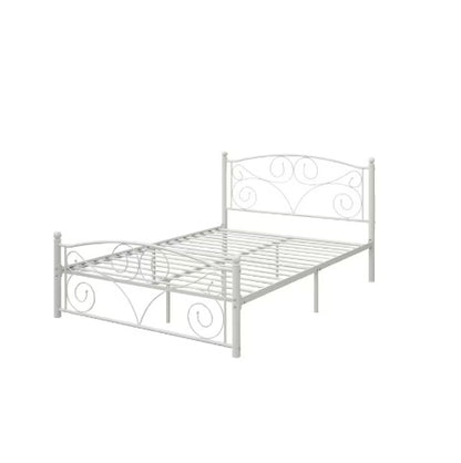 US Local Full Size Unique Flower Sturdy System Metal Bed Frame With Headboard And Footboard
