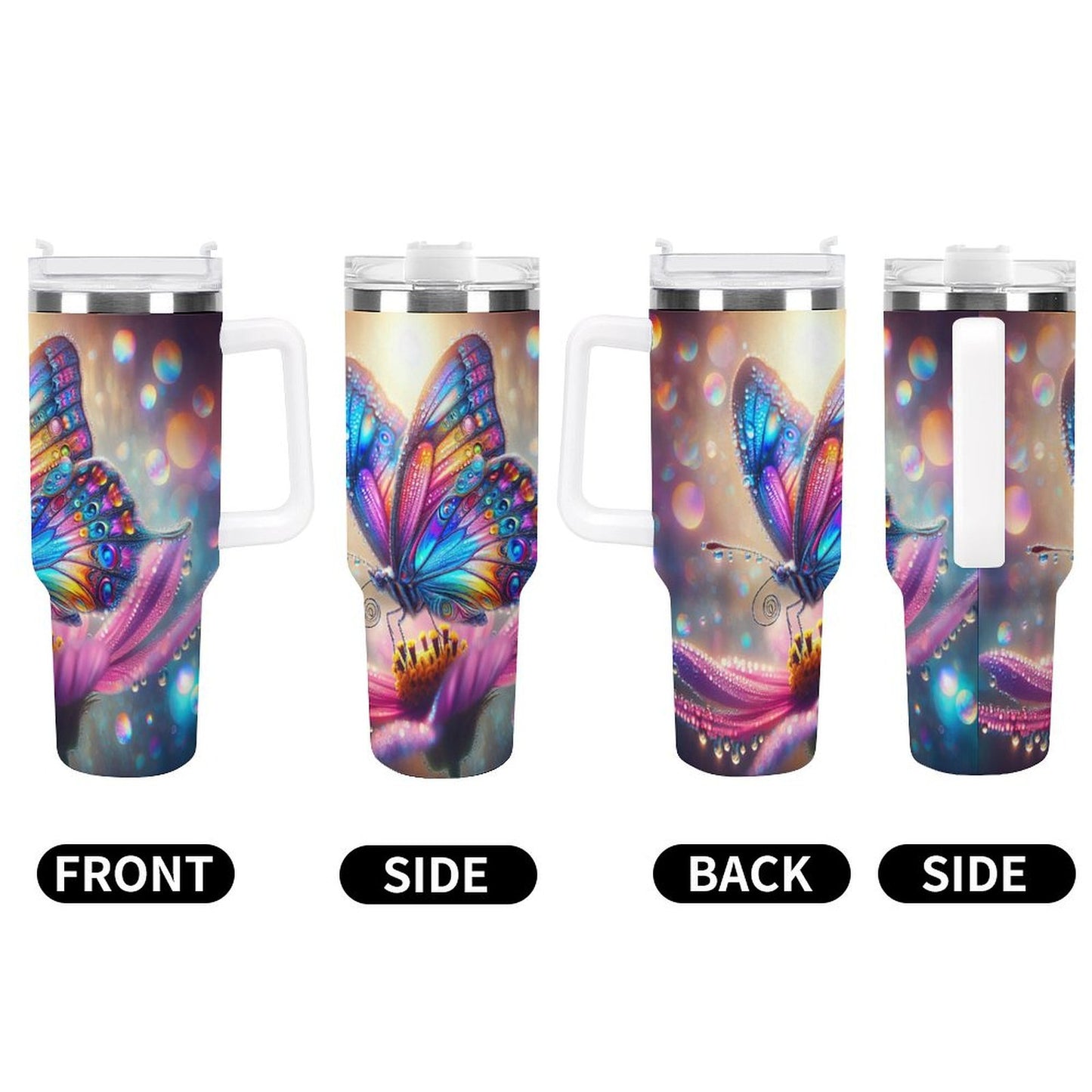 PHDT00530 POD US Local Tumbler 40oz Large Capacity Car Cup Big Butterfly, Color