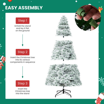US Local Pre-lit Artificial Christmas Tree, Prelighted Green Artificial Hinged Spruce Xmas Tree With 347 Branch Tips, 120 Incandescent Lights