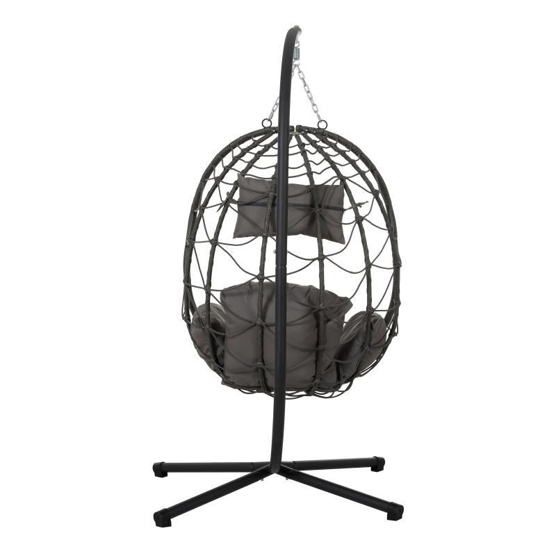 US Local Indoor And Outdoor Swing Chair With Stand, Patio Wicker Hanging Egg Chair, Hanging Basket Chair Suitable For Bedroom, Living Room And Balcony
