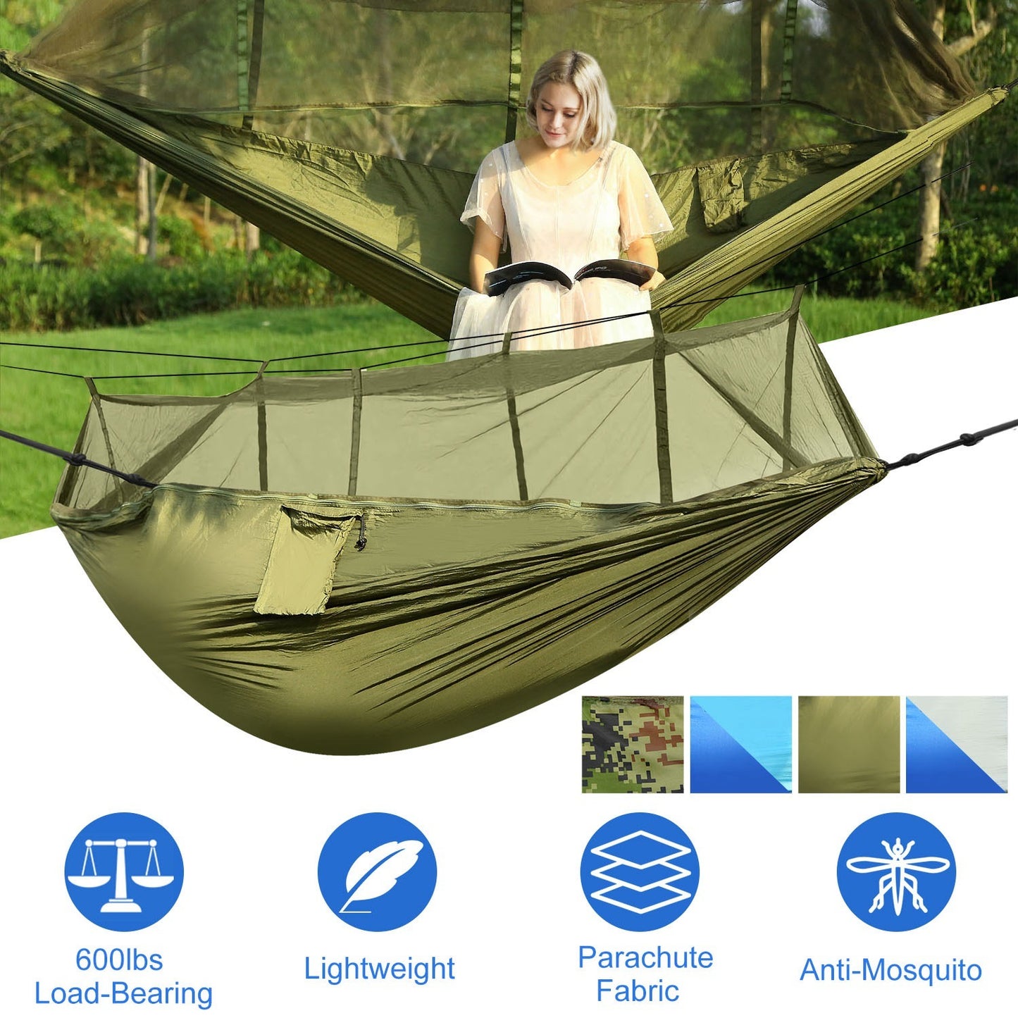 US Local Camping Hammock, Portable Double Hammock With Net