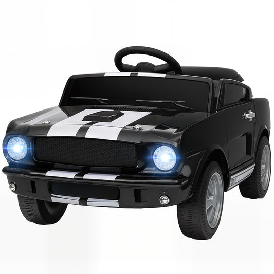 US Local Ride On Car With Remote Control, Adjustable Speed, MP3, Smooth Start, LED Lights, Black