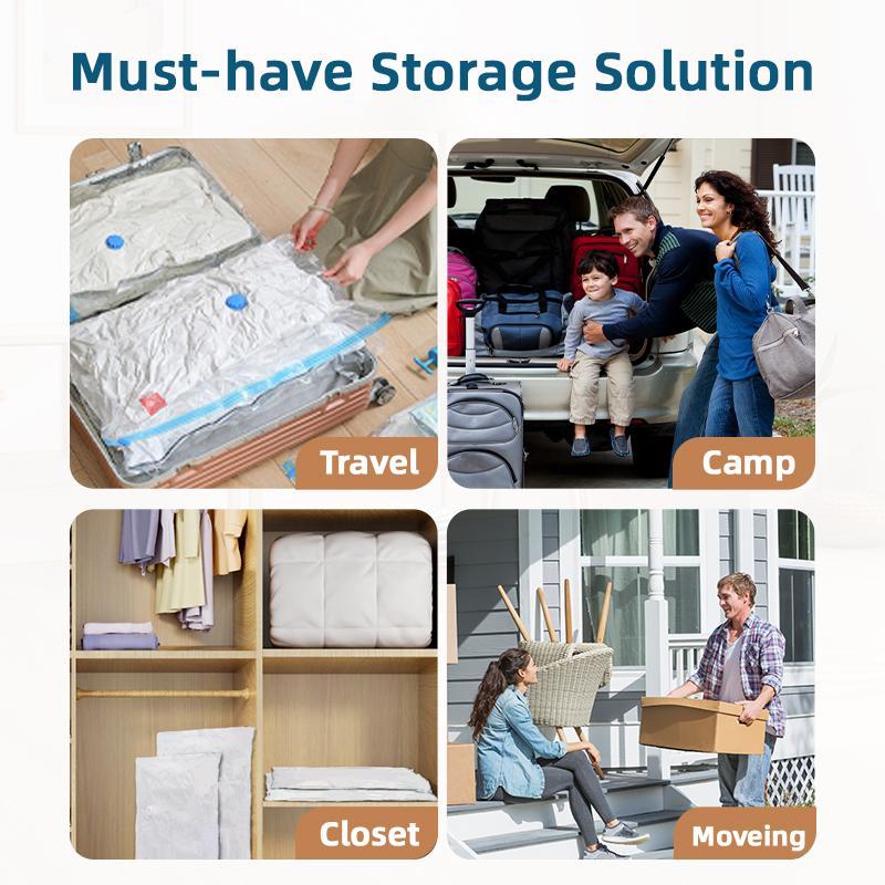 US Local Eco-Friendly Clothes And Bedding Space-Saving Compression Bags, 4 Medium Bags, 4 Large Bags, 2 Extra Large Bags With Pump