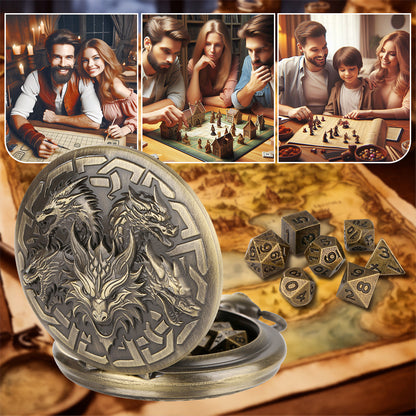 US Local Retro Creative Pocket Watch Shaped Tabletop Game Dice Set -7PCS Metal Polyhedral Dice, Steampunk Style Portable DND Dice Set, Exquisite Metal Craftsmanship, Adding Unique Charm To Tabletop Games