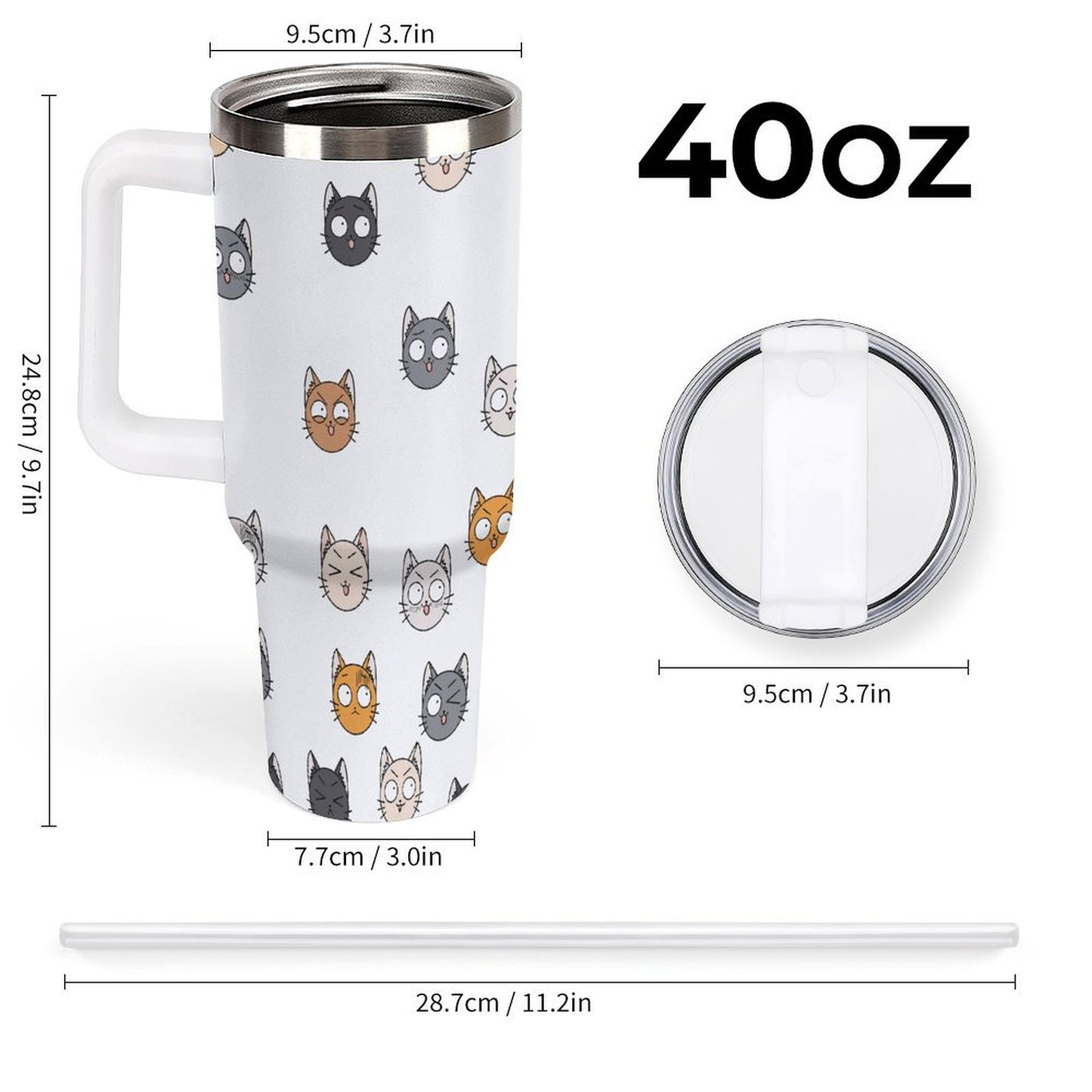 PHDT00362 POD US Local Tumbler 40 oz Large Capacity Car Cup Expression, Cat, Animation