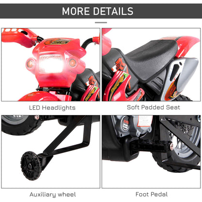 US Local 6V Kids Motorcycle Dirt Bike Electric Battery-Powered Ride-On Toy Off-road Street Bike with Training Wheels
