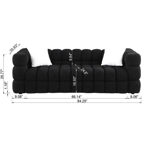 US Local 84.3 Length ,35.83 Deepth ,human Body Structure For USA People, Marshmallow Sofa,boucle Sofa ,White Color,3 Seater