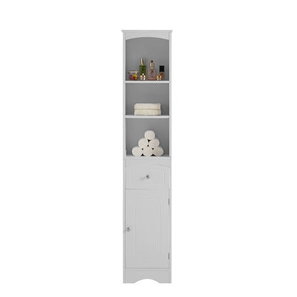 US Local Adjustable Shelf Tall Bathroom Cabinet Storage Cabinet With Drawer