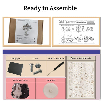 US Local MUSIC PARK 3D Wooden Puzzles Music Box Kits You Are My Sunshine Castle Building Model DIY Crafts Birthday Gift For Women