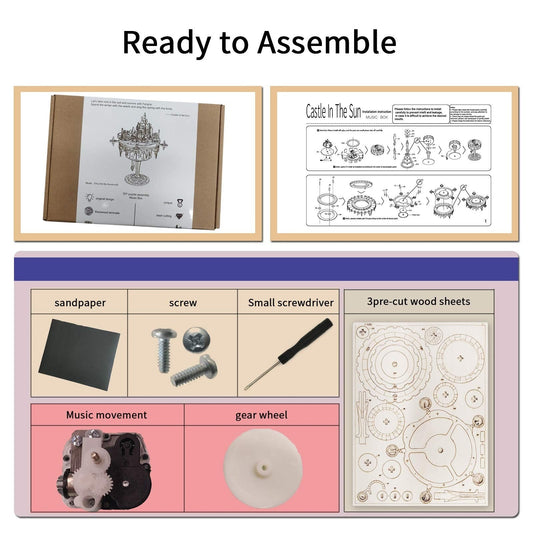 US Local MUSIC PARK 3D Wooden Puzzles Music Box Kits You Are My Sunshine Castle Building Model DIY Crafts Birthday Gift For Women