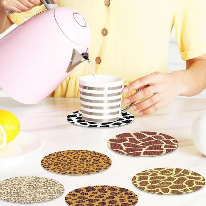 US Local 8 Pcs Rhinestones Art Coasters Kits With Holder