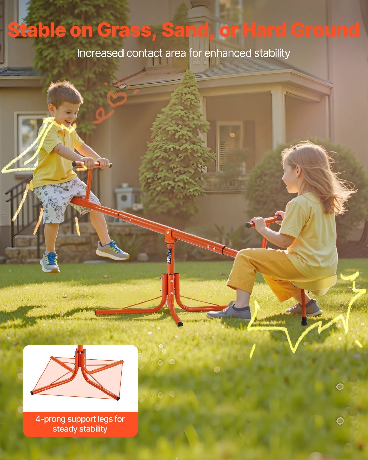 US Local Kids Seesaw 100 Lbs Capacity Swiveling 360 Degrees Rotating Teeter Totter