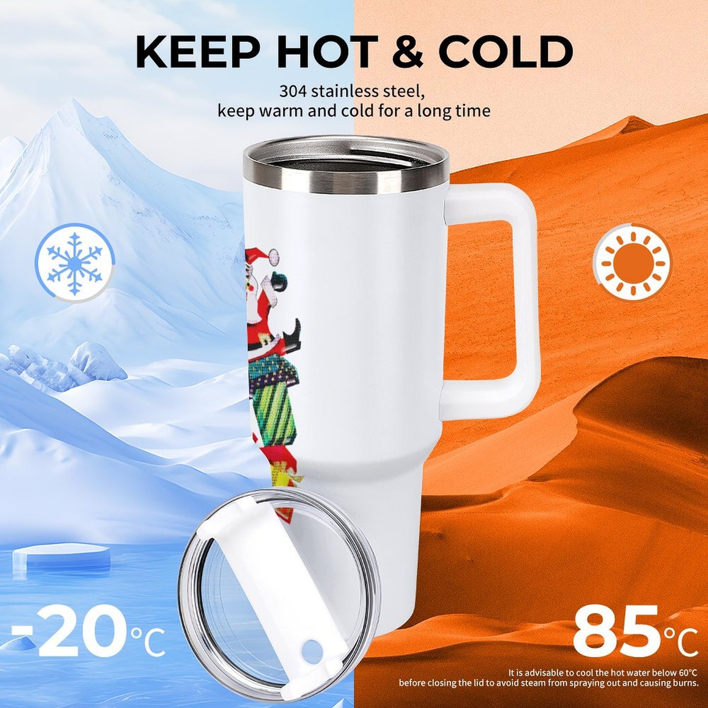 PHDT00156 POD US Local Tumbler 40 oz Large Capacity Car Cup Christmas, Santa