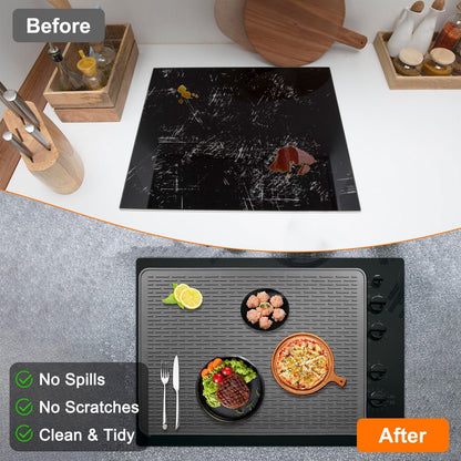 US Local 1Pc 27.95x19.69in Electric Stove Cover Silicone Stove Mat Glass Stove Top Protector 464 Fahrenheit Heat Resistant Dishwasher Safe Waterproof
