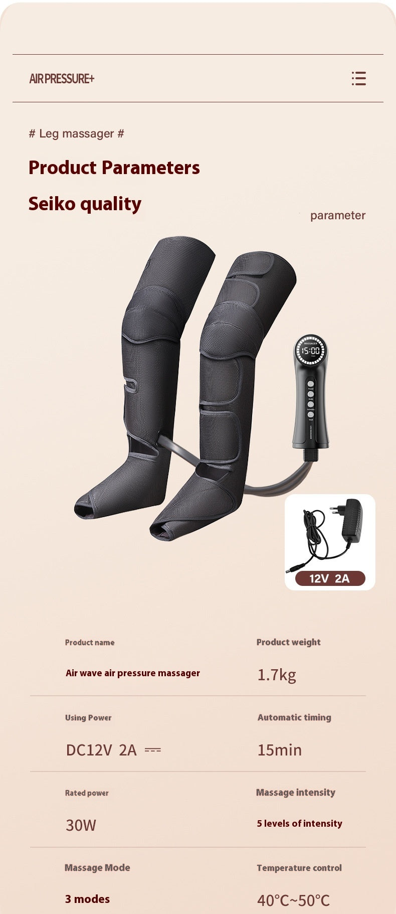 US Local Pneumatic Massager For Kneading Legs