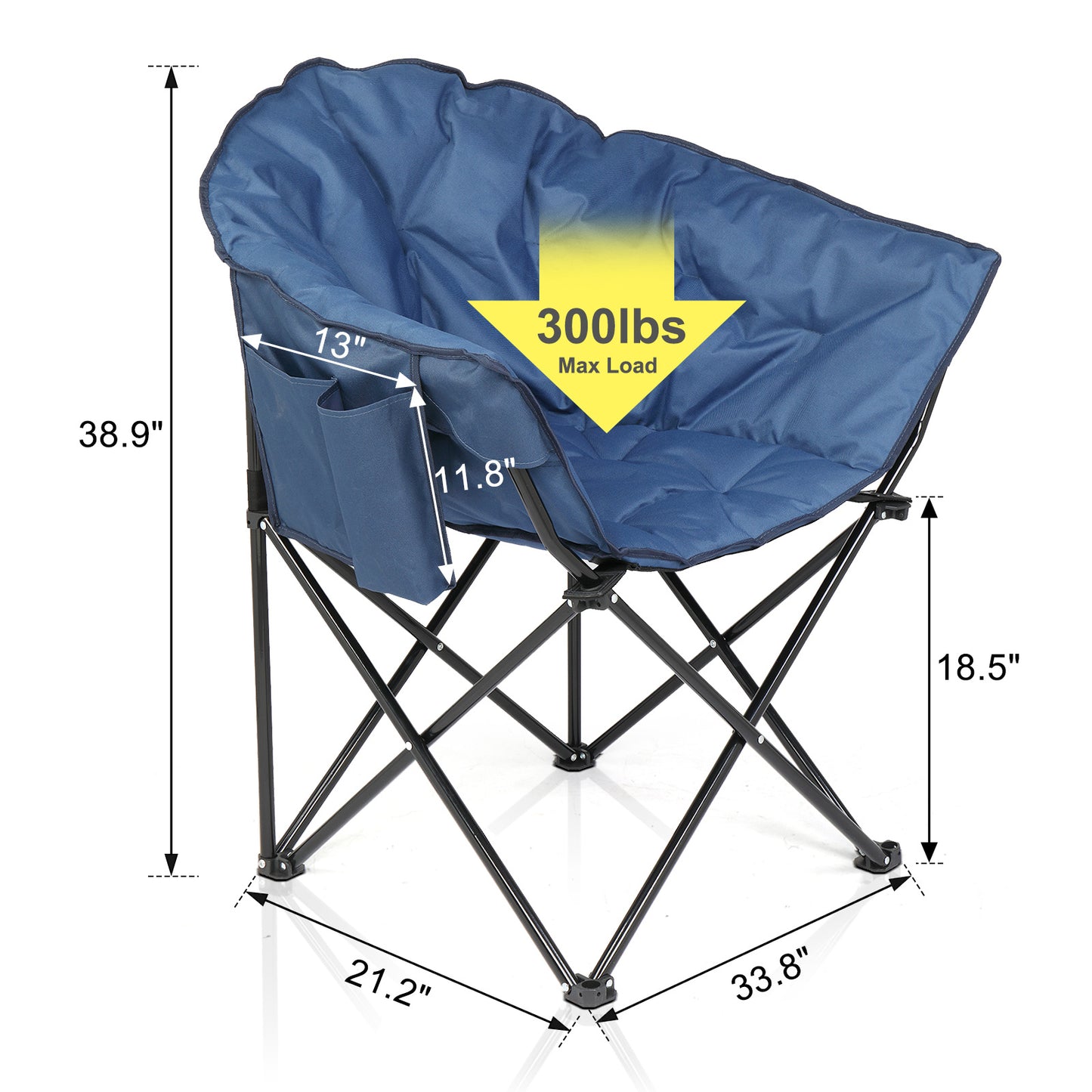 US Local Blue Camping Chair Steel Pipe 120kg