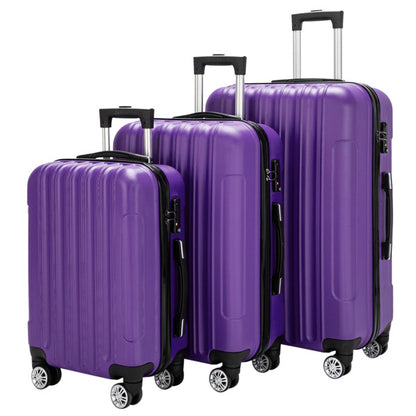 US Local Vertical 3-in-1 Spinner Wheel With Handle Trolley Case 20in 24in 28in ABS Aluminum Alloy Trolley Classic Color - Purple
