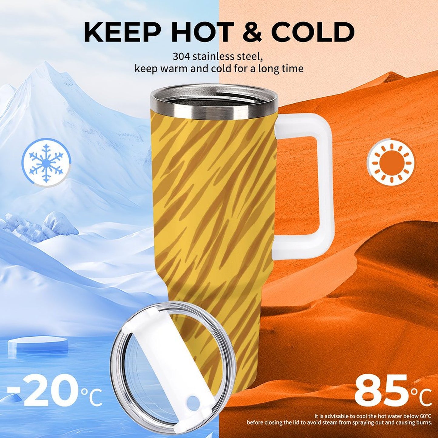 PHDT00225 POD US Local Tumbler 40 oz Large Capacity Car Cup Animal Tiger Stripes