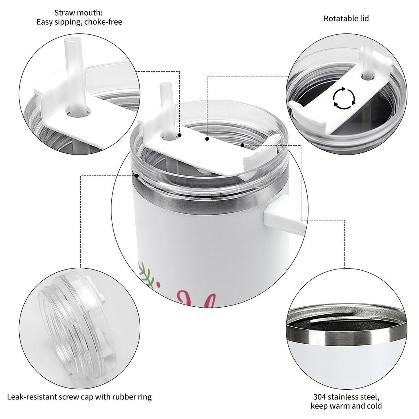 PHDT00297 POD US Local Tumbler 40 oz Large Capacity Car Cup Christmas Letters Pink