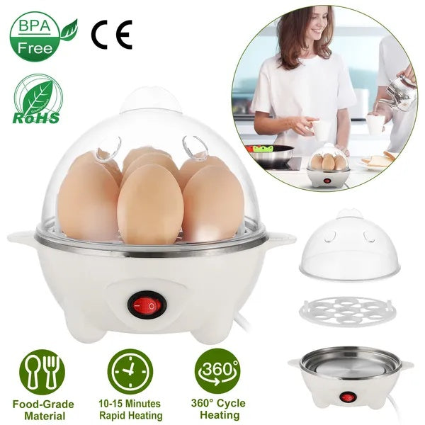 US Local Electric Egg Cooker 7-Capacity BPA-Free Hard-Boiled Egg Maker W Auto-Off Measuring Cup