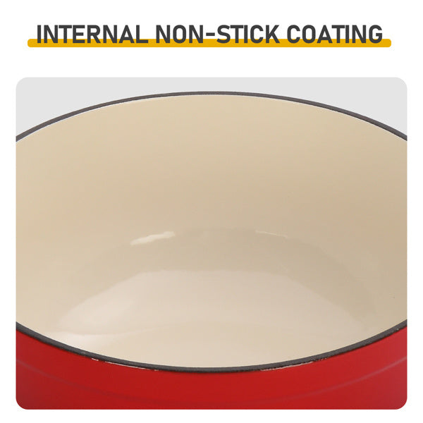 US Local Cast Iron 6QT Cooking Pot - Gradient Red - Includes Two Silicone Gloves - Enamel Pot