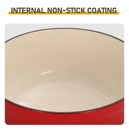 US Local Cast Iron 6QT Cooking Pot - Gradient Red - Includes Two Silicone Gloves - Enamel Pot