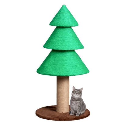 US Local 31.5in Christmas Tree Cat Scratcher, Cat Scratching Post For Indoor Cats, Large Sisal Cat Scratching Tree Cat Scratch Tower, Green