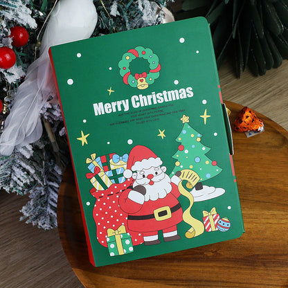US Local 10 Pcs Christmas Treat Boxes Book Shape Cartoon Candy Box Christmas Tree Santa Bakery Gift Boxes For Christmas Birthday Wedding Party Present Decoration Supplies
