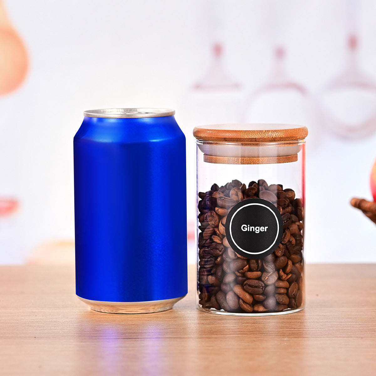 US Local 12 Pcs Round Spice Jars With Bamboo Lids And Stickers, Glass Storage Jars, Candy Jars, Coffee Jars, Salt Jars, Pepper Jars, Tea Jars
