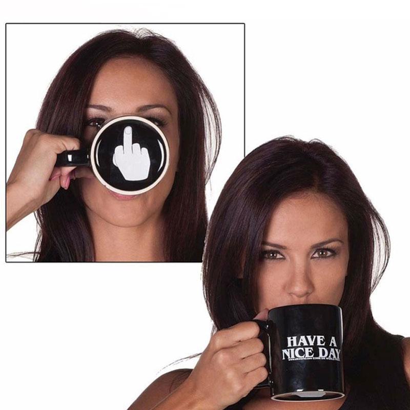 Have a Nice Day Middle Finger Ceramic Mug