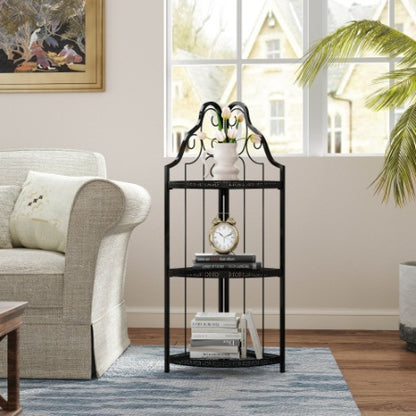 US Local 3-Tier Corner Open Shelf,Bookcase Freestanding Shelving Unit,Plant Stand Small Bookshelf For Living Room, Home Office, Kitchen, Small Space