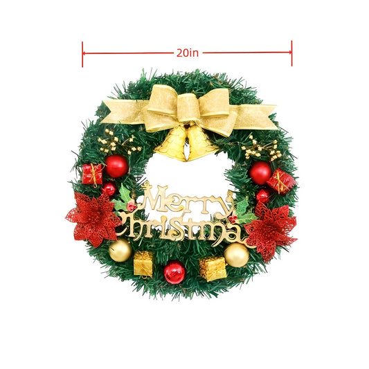 1 Piece Of 20-inch Bell-style Christmas Wreath, With Warm Light And Colored Light Options Available