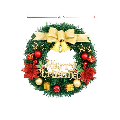 1 Piece Of 20-inch Bell-style Christmas Wreath, With Warm Light And Colored Light Options Available