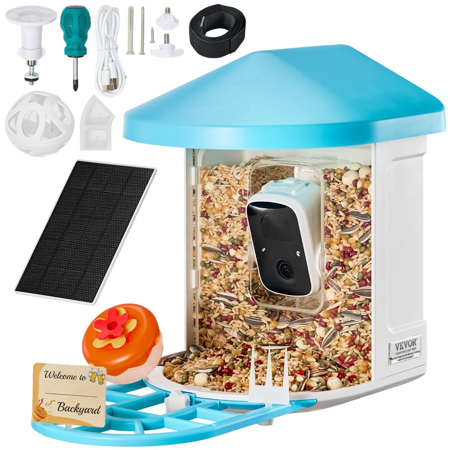 US Local VEVOR Smart Bird Feeder With Camera 2K HD AI Identify Bird Species Auto Capture