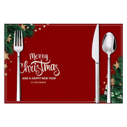 Christmas Linen Placemat Holiday Blessing Letters