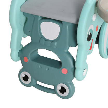 US Local 3-in-1 Kids Portable Slide Rocking Horse Toy with Basketball Hoop for Age 1.5-3 Boys and Girls