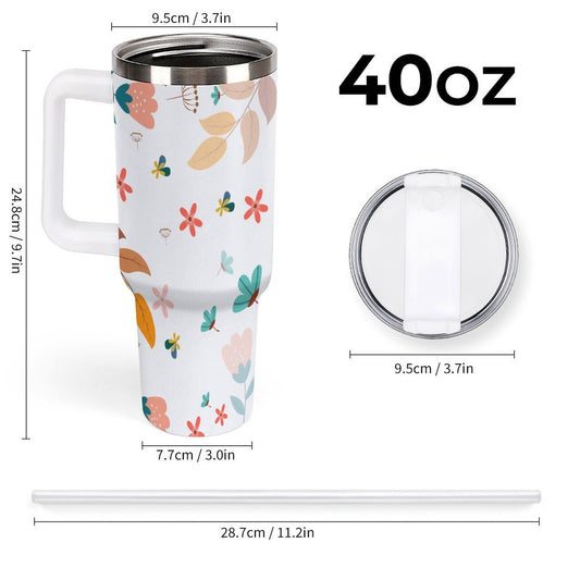 PHDT00145 POD US Local Tumbler 40 oz Large Capacity Car Cup Autumn Flowers, Leaves