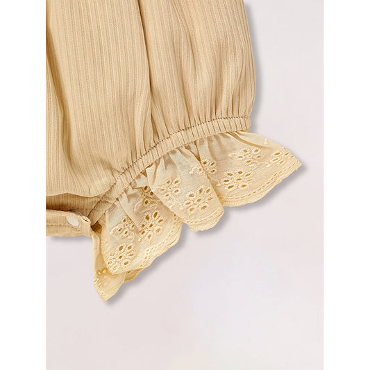 US Local Infant Baby Girl Solid Color Square Neck Bow Onesie & Headband Adorable Summer Outfit