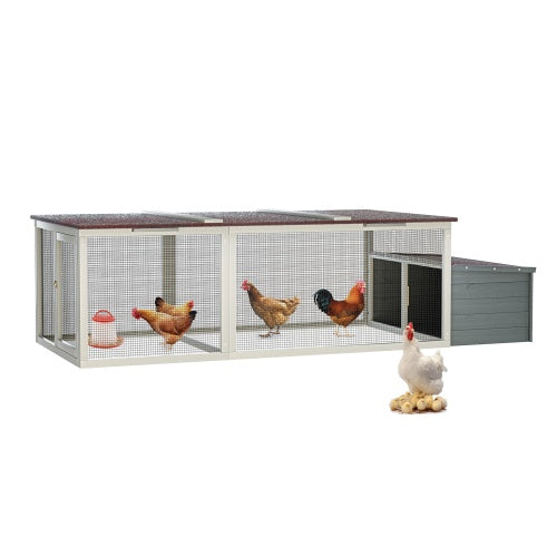 US Local 20.93ft  Large Wooden Chicken Coop Outdoor Hen House With Nesting Box  Weatherproof Asphalt Roof Walk In Poultry Cage With Secure Locks Metal Mesh Run For  Farm Use