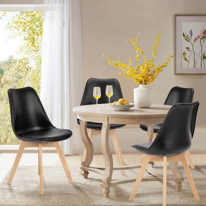 US Local PU Leather Upholstered Dining Chairs With Wood Legs, Set Of 4 For Kitchen, Dining, Living Room