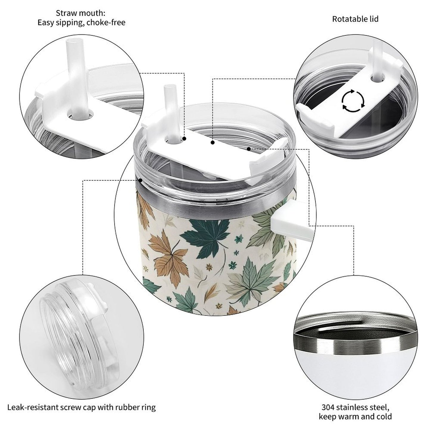 PHDT00410 POD US Local Tumbler 40 oz Large Capacity Car Cup Maple Leaves, Autumn