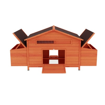 US Local Large Wooden Chicken Coop Outdoor Hen House Poultry Cage For Outdoor With 2 Sides Nesting Boxes,2 Free-range Doors Leakproof Tray