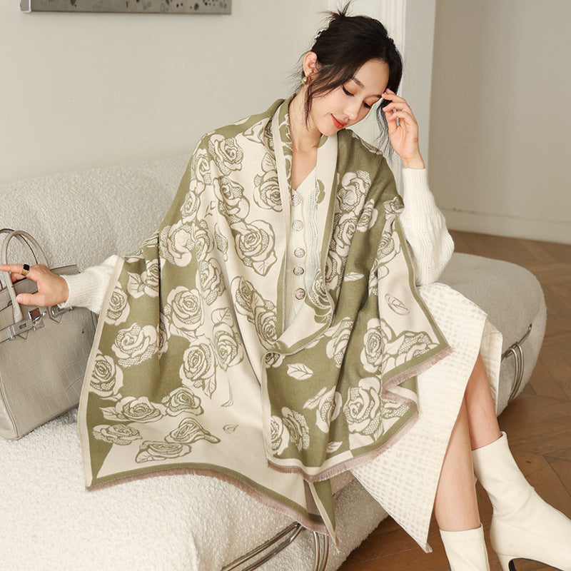 US Local Female Versatile Fashion Thickened Warm Cashmere Scarf