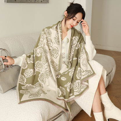 US Local Female Versatile Fashion Thickened Warm Cashmere Scarf